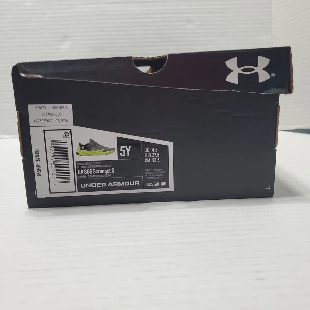 Under Armour Scramjet 6 Boys Running Shoes Titan Gray Morph Green Size 5Y 302769